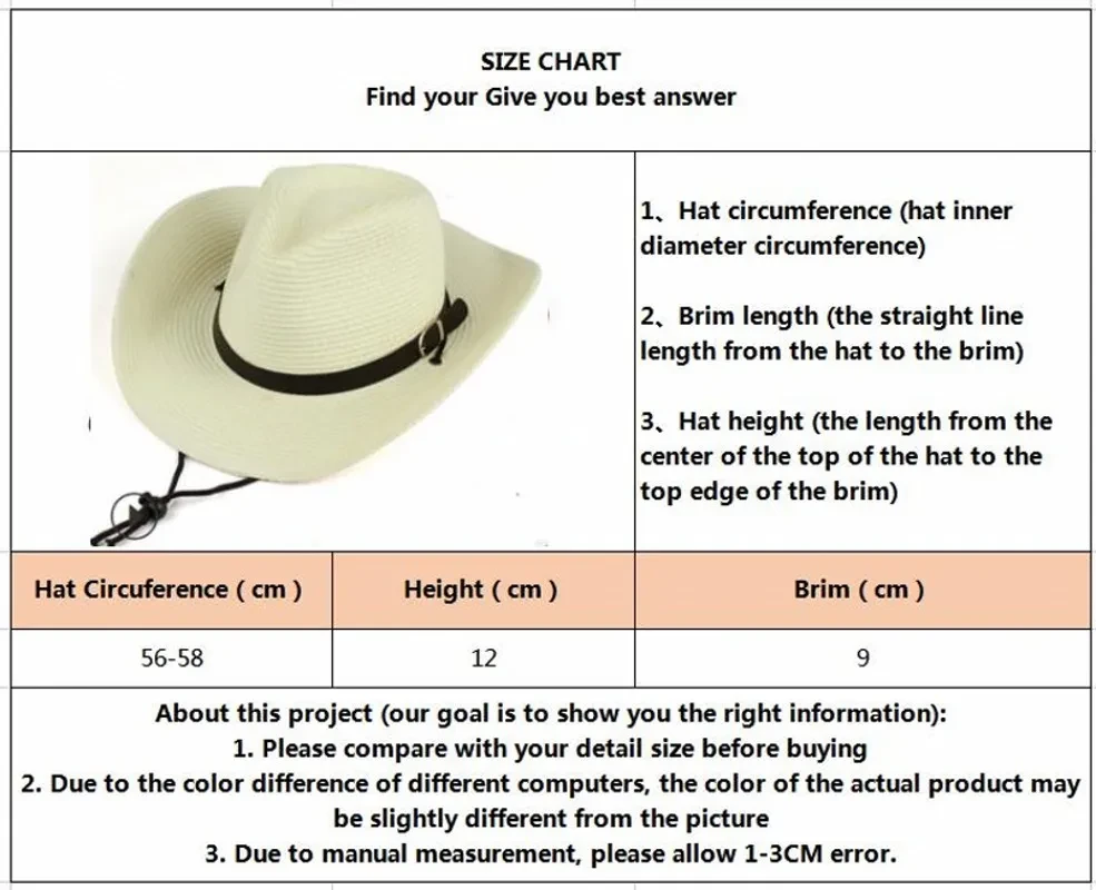 Cowboyhatt med justerbar rem, unisex (7 av 8)