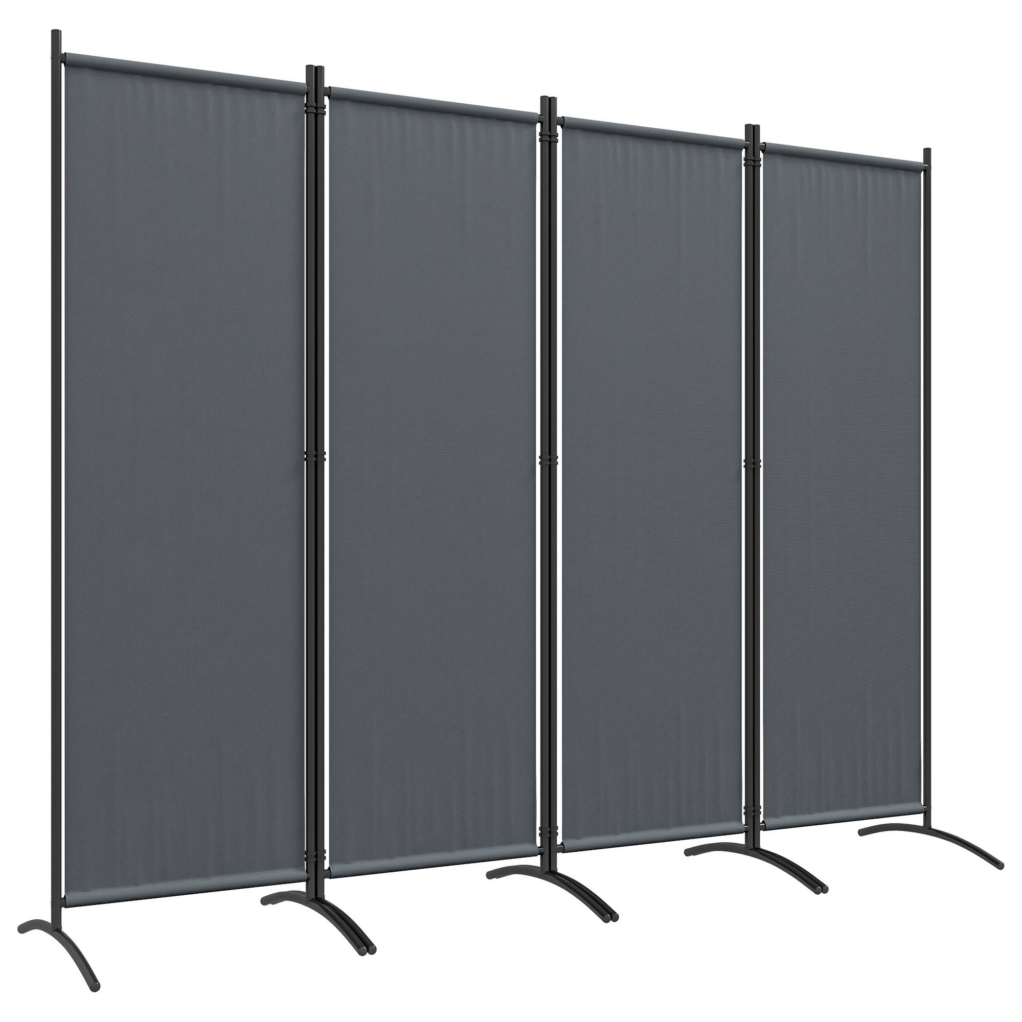 Hopfällbar rumsavdelare med 4 paneler, 221x172 cm, för inomhusbruk, mörkgrå