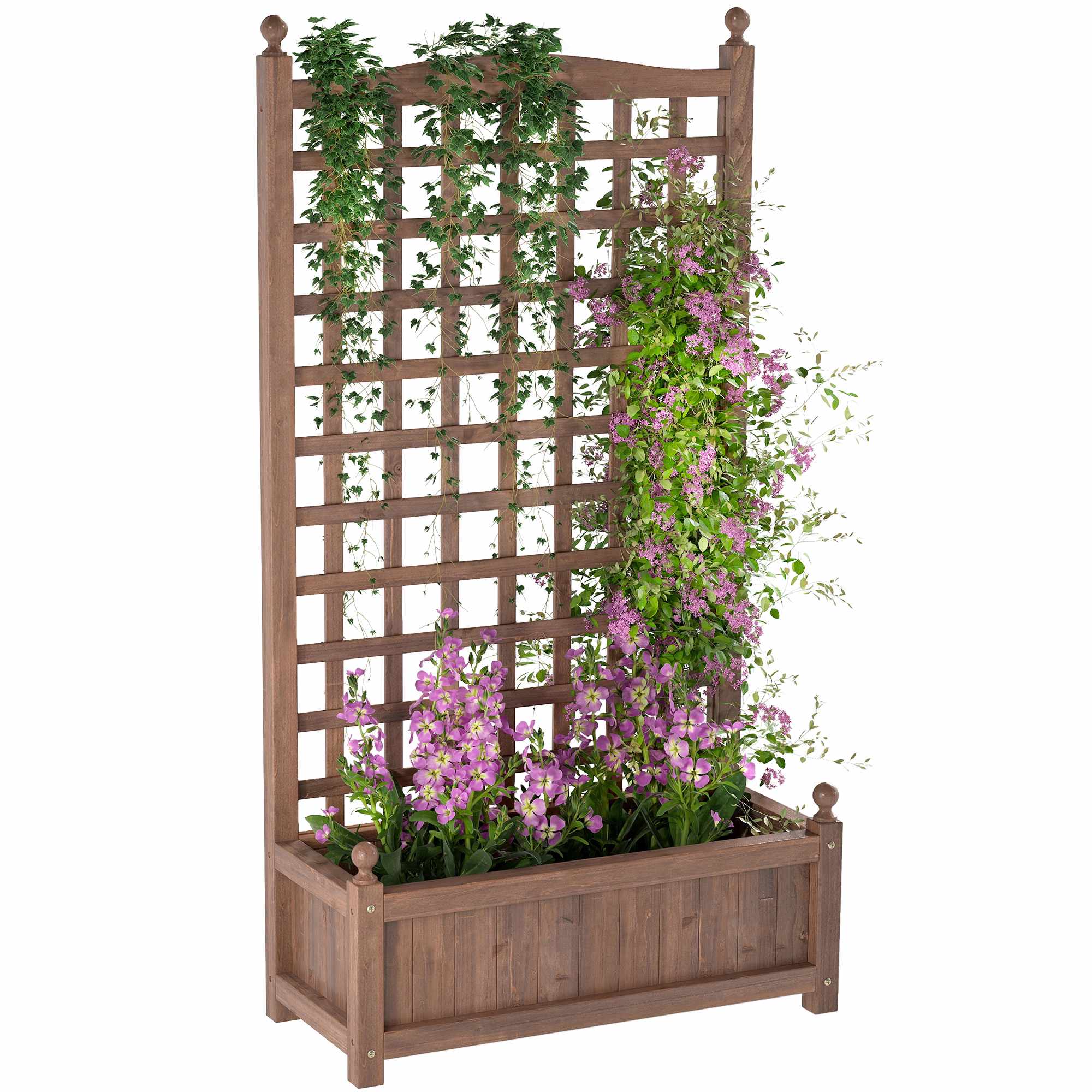 Kruka med spaljé 64x28x120 cm tillverkad av behandlad furu med bevattningssystem