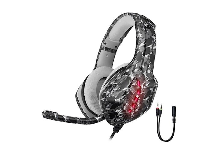Gaming headset PS4/Xbox/PC Kamouflagegrå LED
