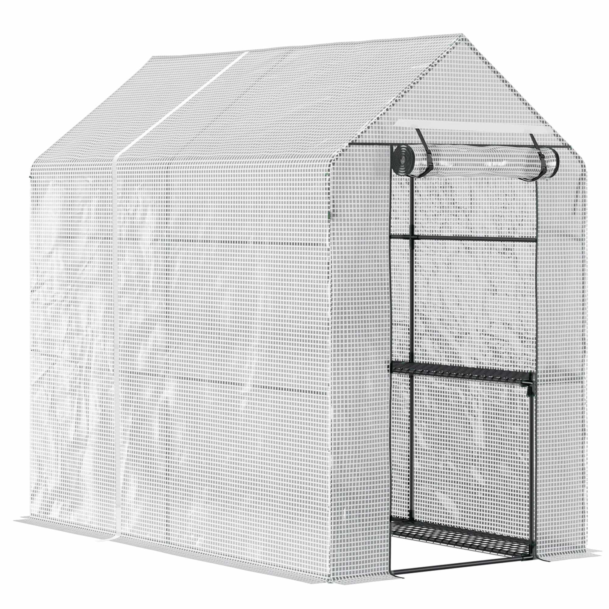 Garden-Palram folieväxthus 186x120x190cm, 2 våningar, stålram, 140g/m², vit