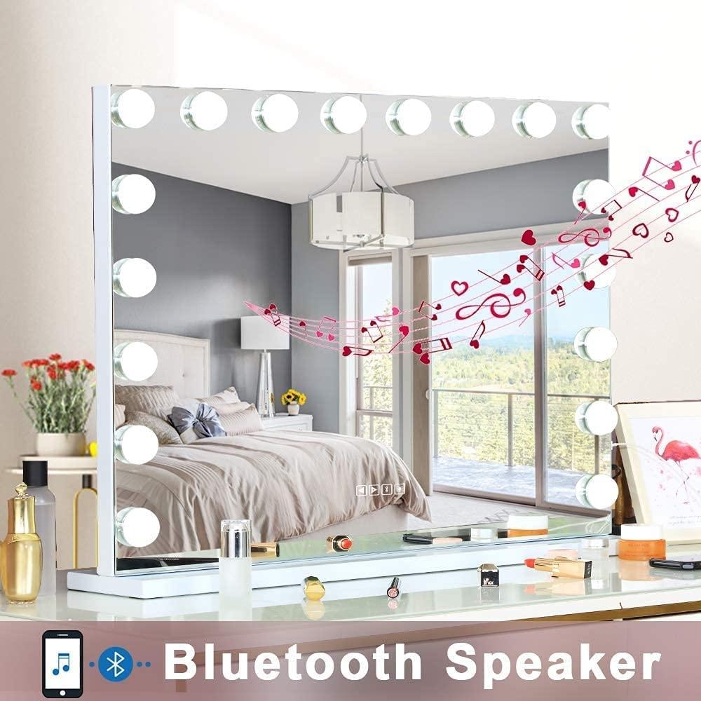Bluetooth Hollywood spegel med belysning, 15 dimmer-LED-lampor, sminkspegel (2 av 8)