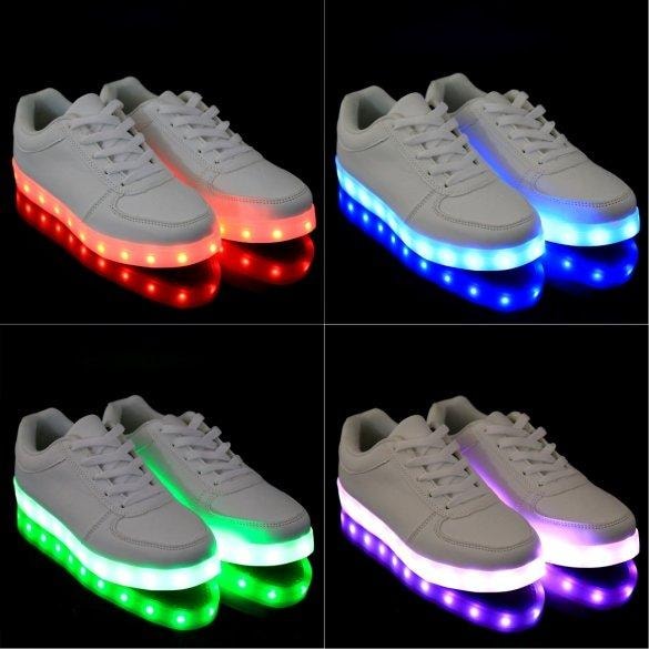 LED skor sneakers Barn/Vuxna, VITA - storlek 27-45 (1 av 9)