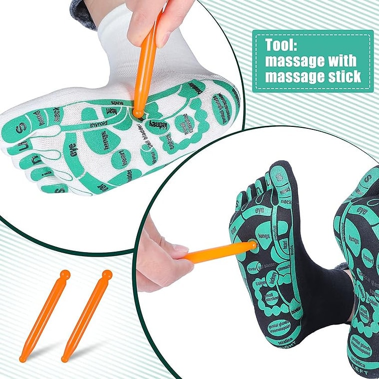 2 par refleksologi-sokker med massasjeverktøy (5 av 12)