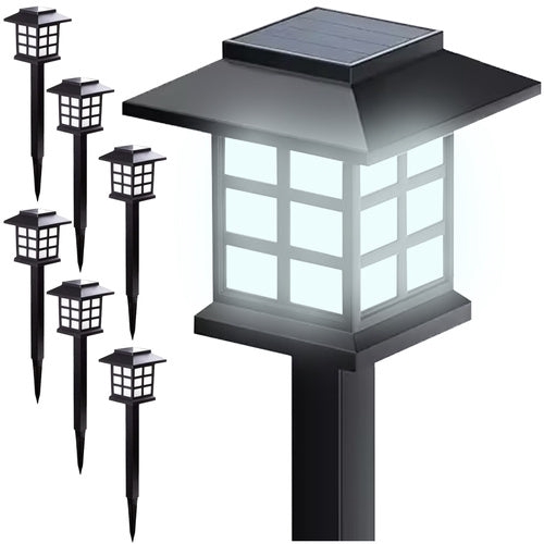 Solcells trädgårdslampor 6-pack IP44 kallvit 13000K skymningssensor