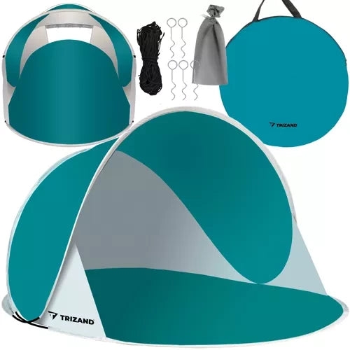 Strandtält pop-up 190x120x86 cm UV30+ regnskydd 300 mm blå-grå