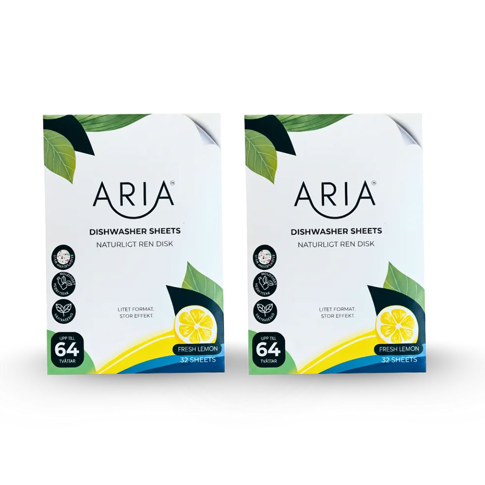 Aria Dishwasher Sheets miljövänligt diskmedel 2-pack