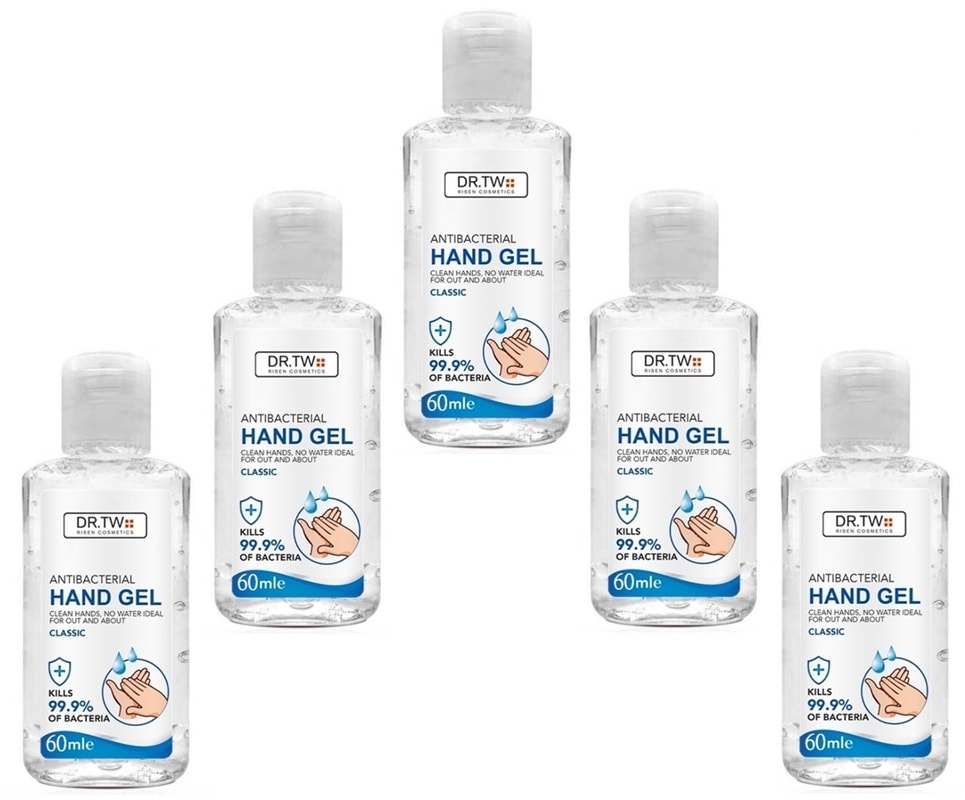 5-pack Antibakteriell Handgel Handsprit 60ml. Dödar 99.9% bakterier (1 av 3)