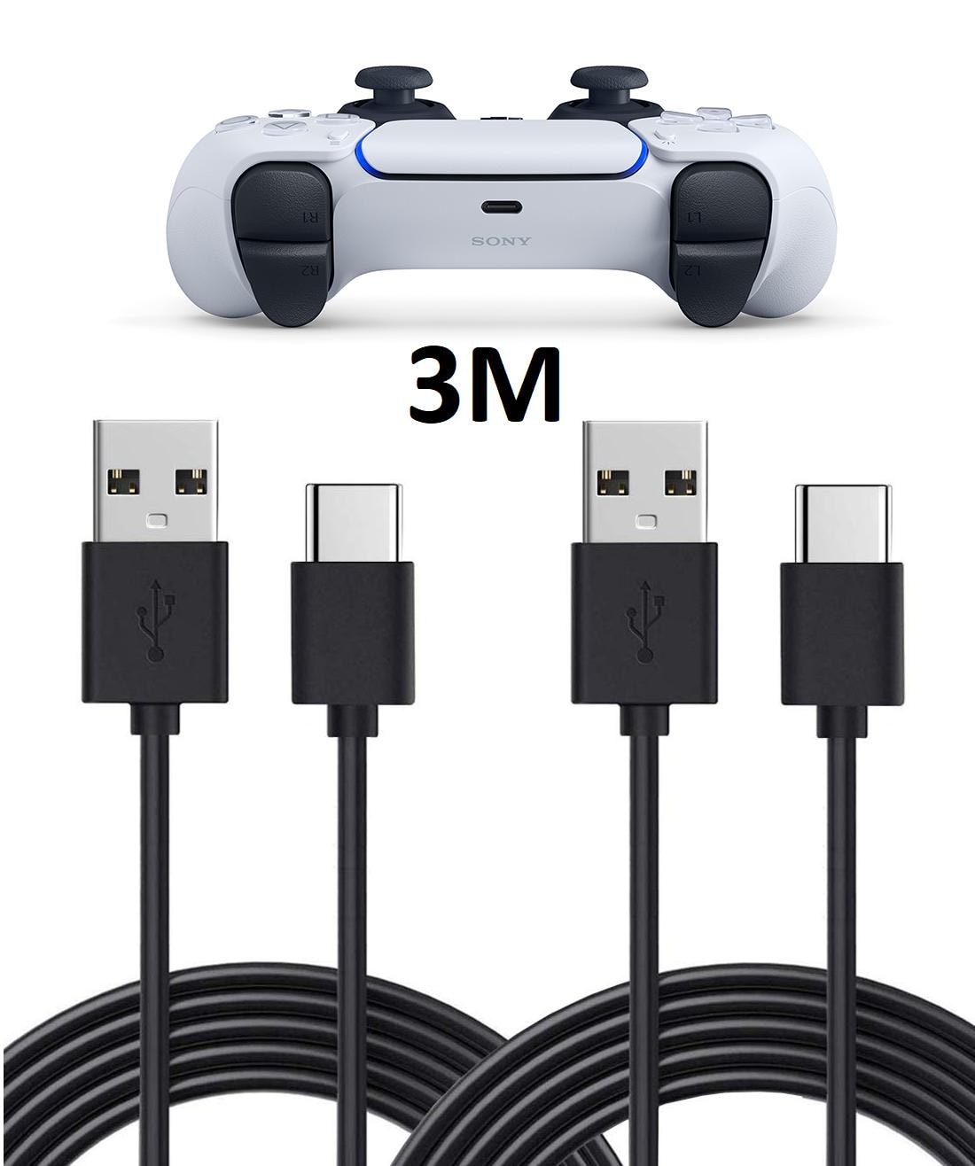 2-Pack 3m 3 Meter Laddkabel - för PS5/ Playstation 5 USB-C (1 av 6)