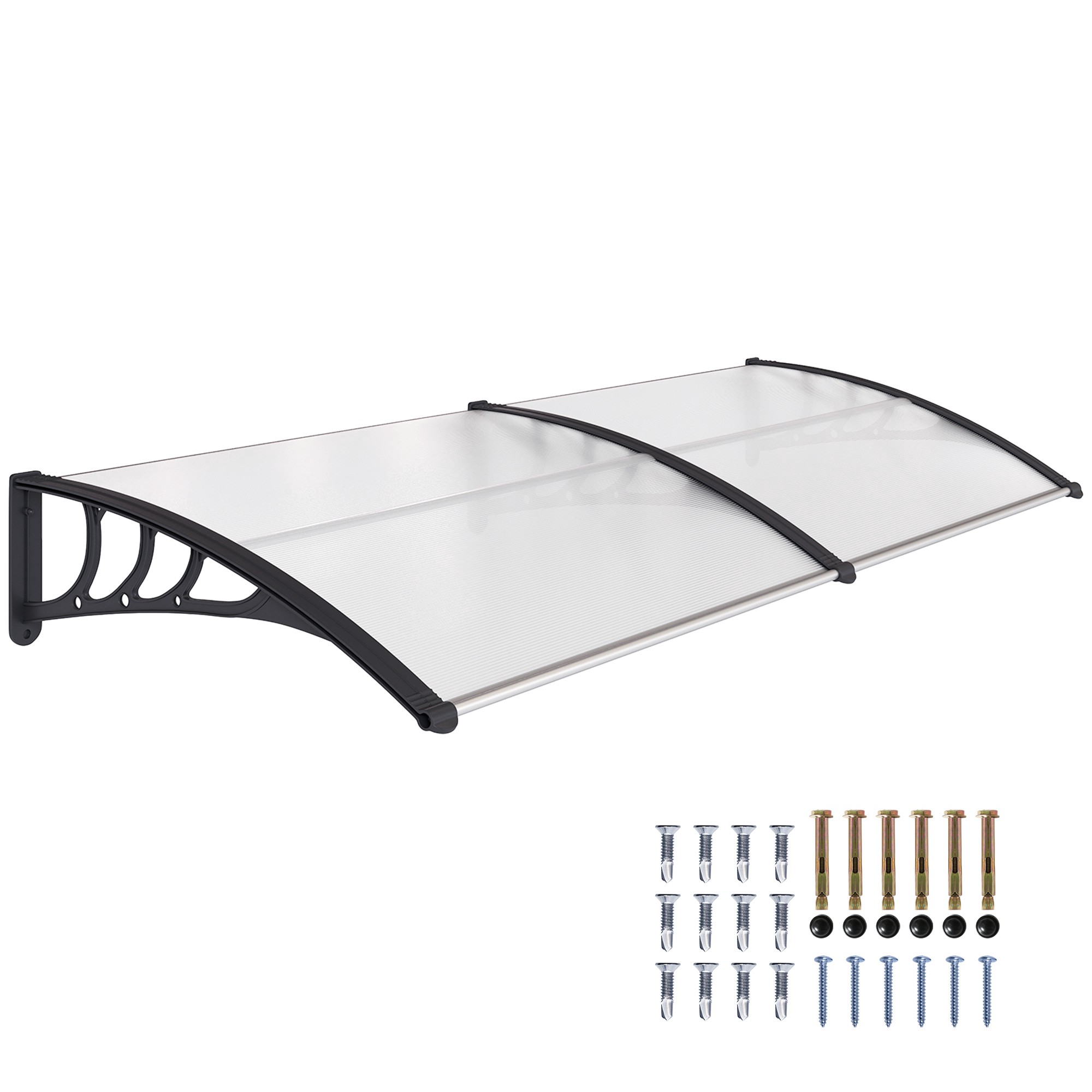 Dörrmarkis av aluminium och polykarbonat, transparent, 195x75 cm, väder- och UV-beständig, för terrass och balkong