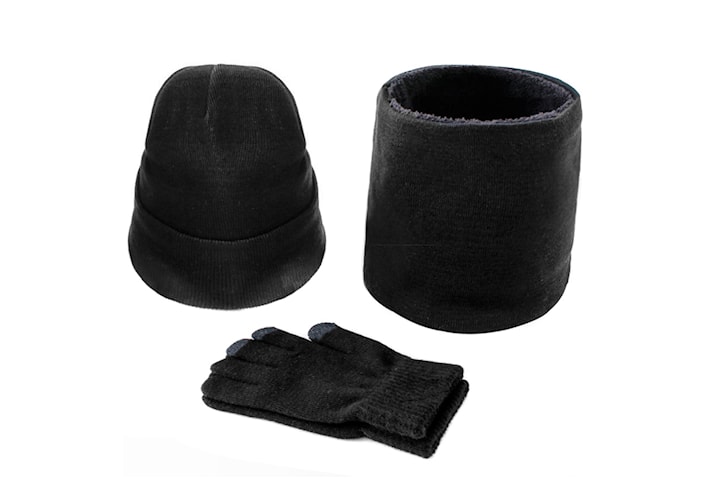 Set med tubscarf, mössa och handskar för män