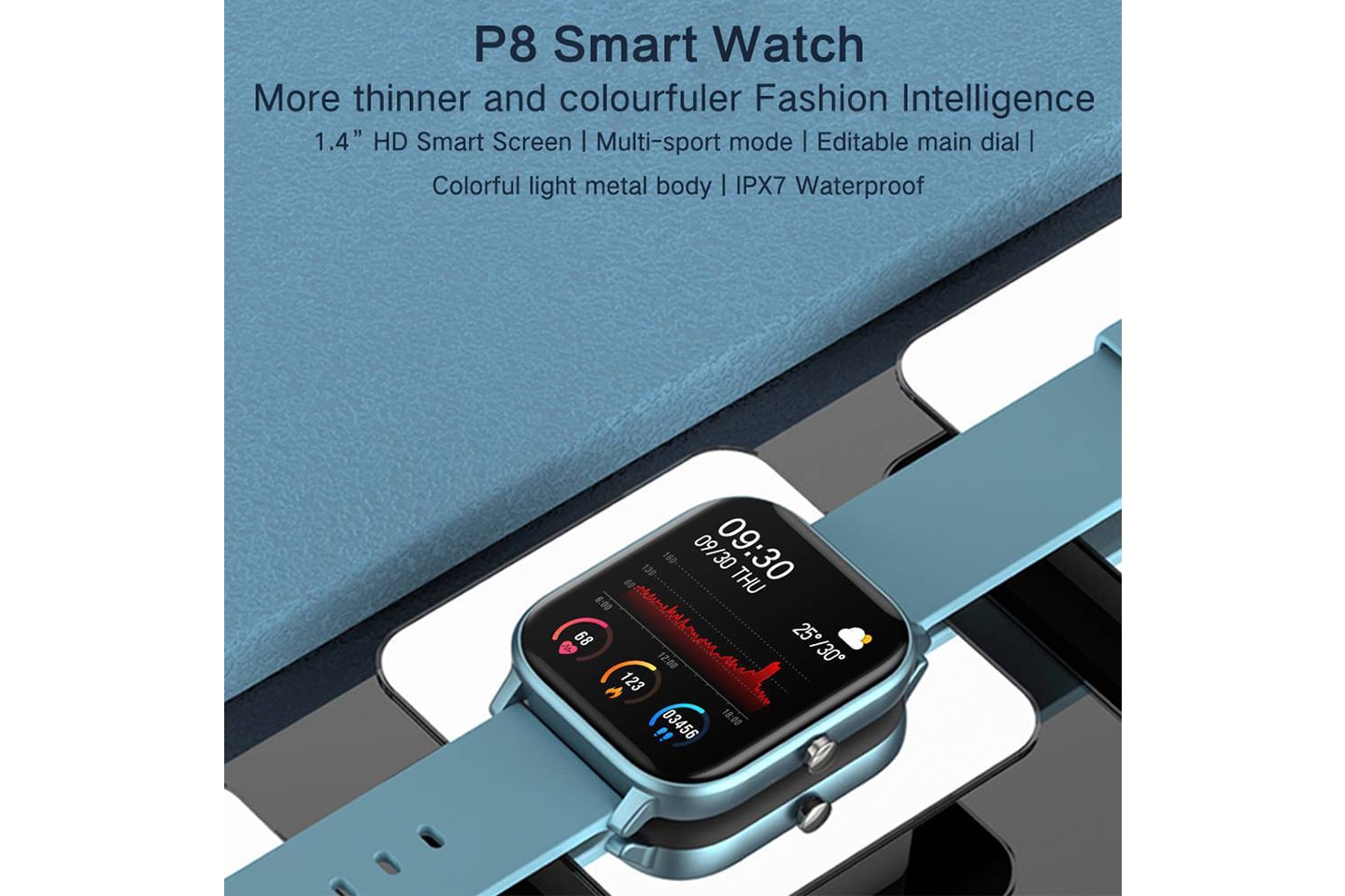 P8 Smartwatch IP67 (2 av 7)