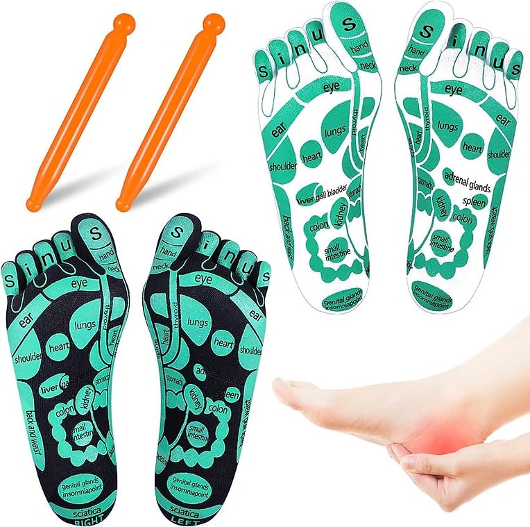2 par refleksologi-sokker med massasjeverktøy (1 av 12)