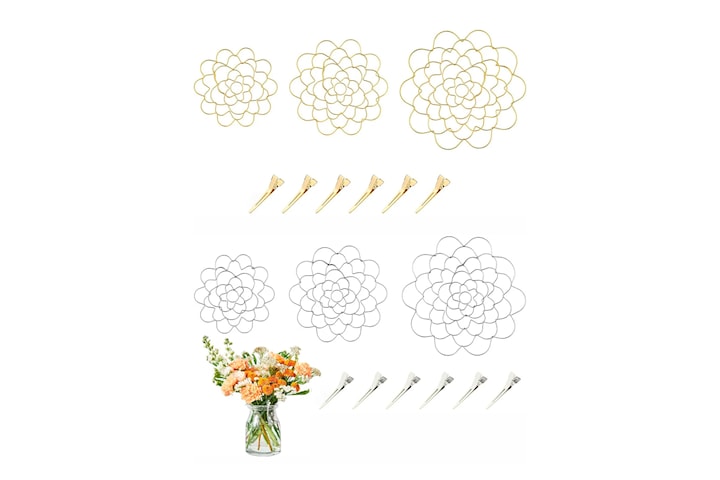 Vaseinnsatser i ulike størrelser inkl. klips for blomsteroppsatser