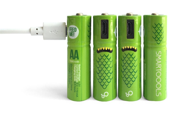4-pack laddbara AA-batterier - laddas med microUSB