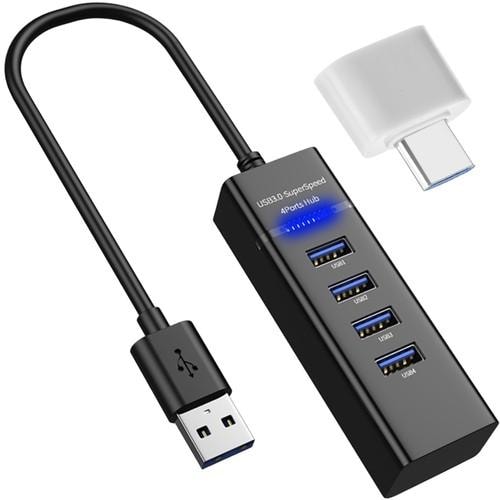 4-porters USB-hub med USB-C-adapter gratis (1 av 6)