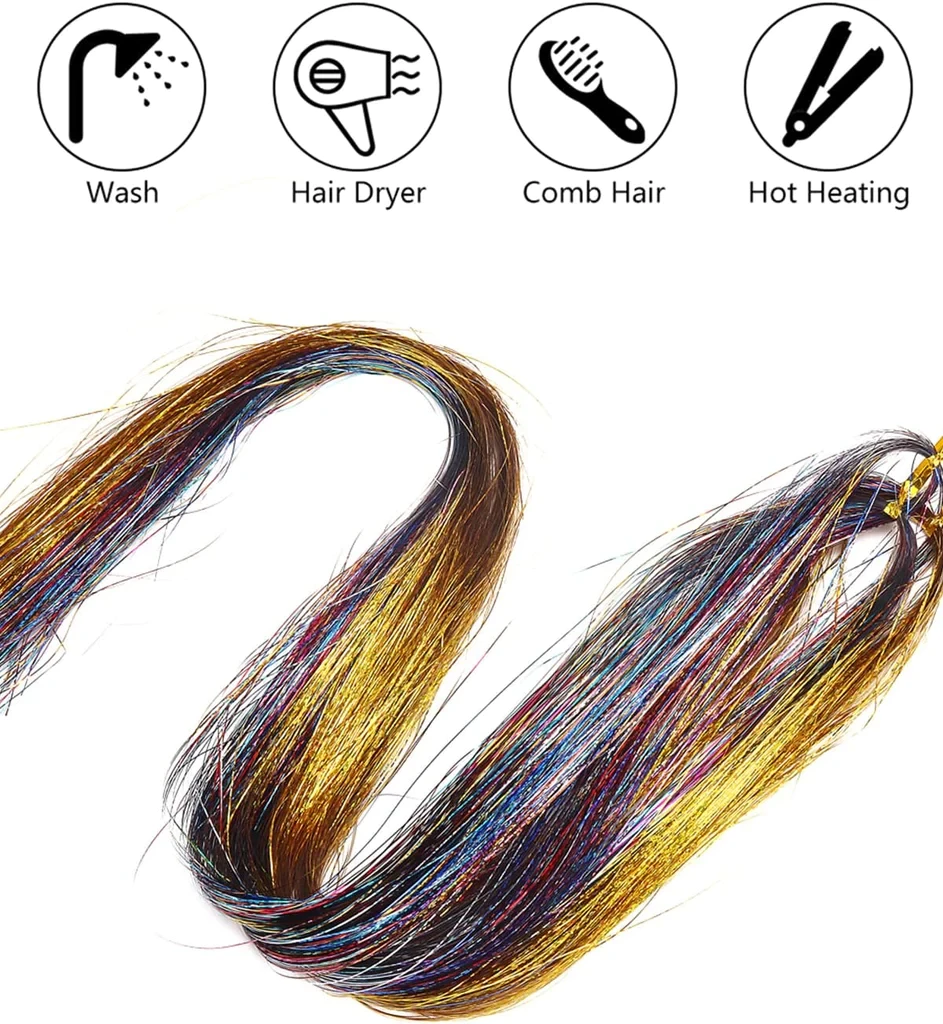 Glitter-extensions til håret, 12 farger (2 av 8)