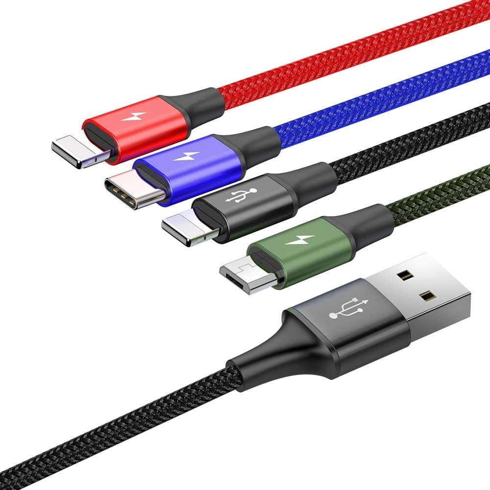 Baseus Ladekabel 4-i-1, 2x iPhone, USB-C, Micro-USB (6 av 9)