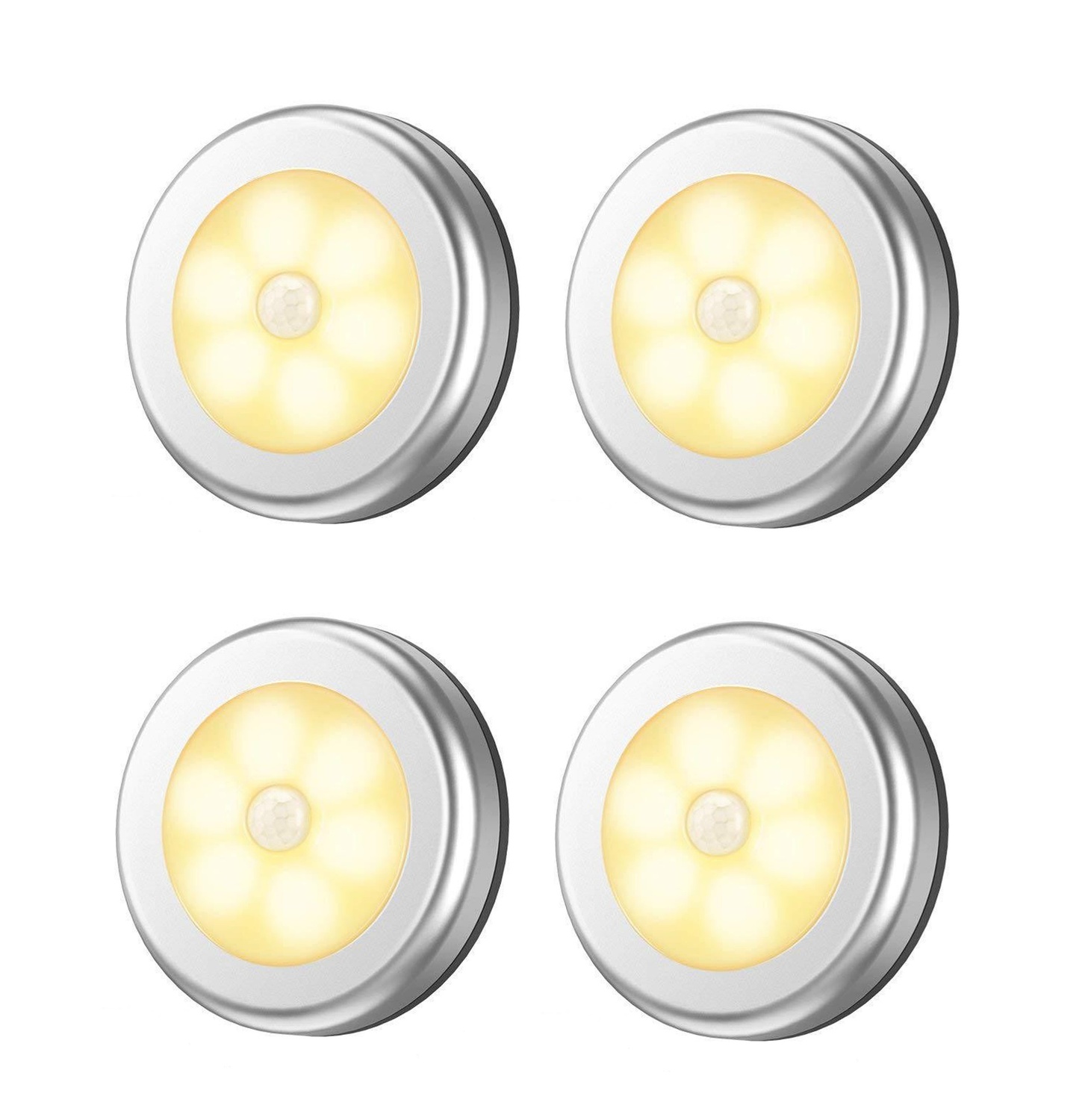 6 LED PIR-sensor rörelseaktiverad varmvit vägglampa - 4pack