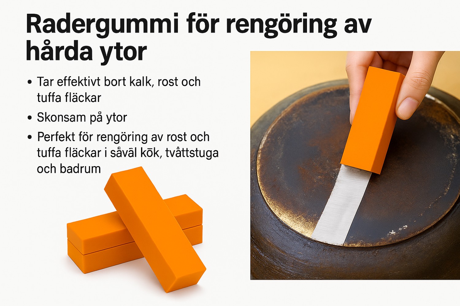 Kraftfullt Radergummi mot Kalk & Rost