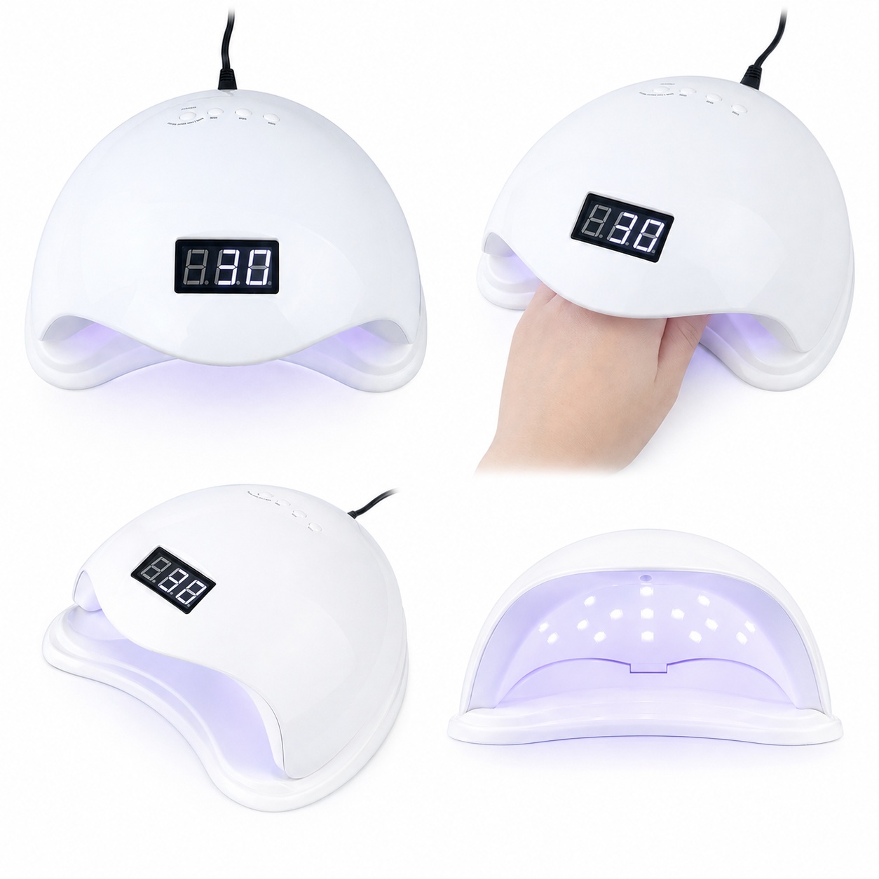UV/LED nagellampa 48W med sensor och timer 10/30/60s vit
