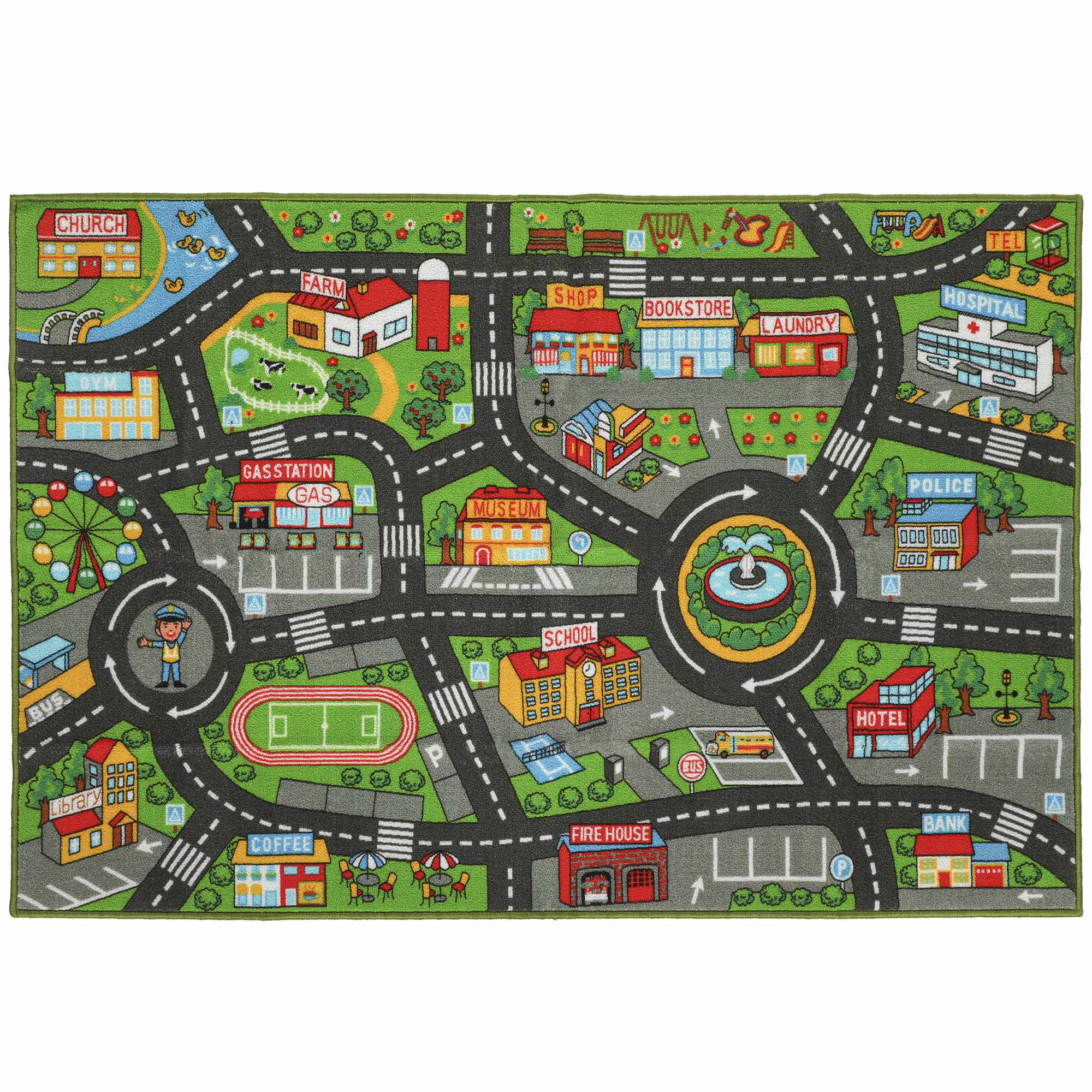 Barnlekmatta City Road 200x150 cm halkfri pedagogisk matta för krypande och billek