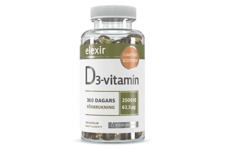 D3-vitamin 2500 IE 360 kapslar Elexir Pharma. Fraktfritt vid 150:-