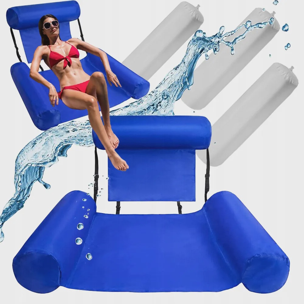 Uppblåsbar Poolstol Badleksak – Flytande Luftmadrass med Ryggstöd för Pool & Strand