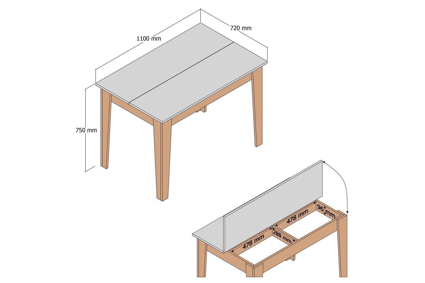 Matbord med förvaring 110 x 75 cm (9 av 16)