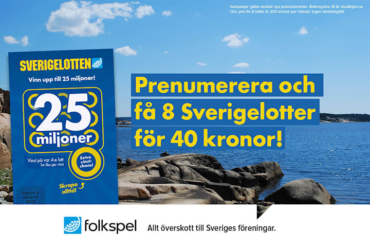 Prenumerera på Sverigelotten - Första månaden för 40 kr
