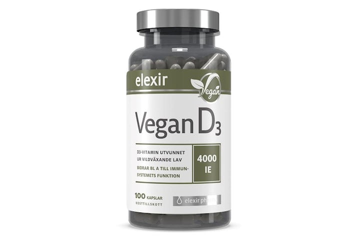 D3 4000IE Vegan 100 kapslar Elexir Pharma. Fraktfritt vid 150:-
