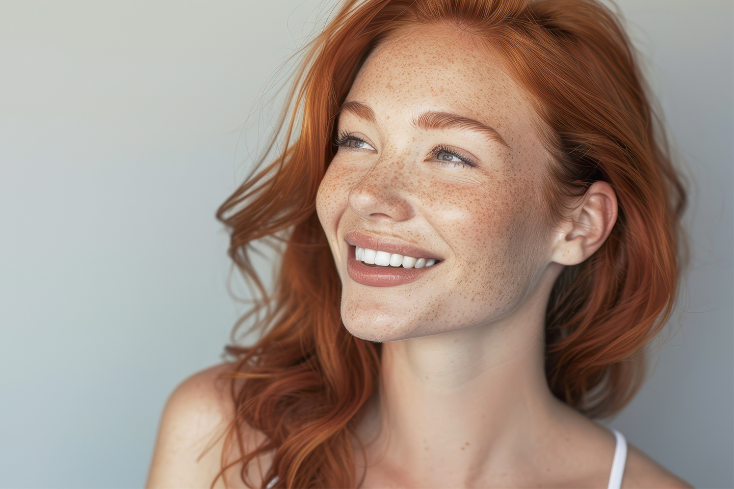 Permanent makeup med fregner og skjønnhetsflekker, sentralt på ...