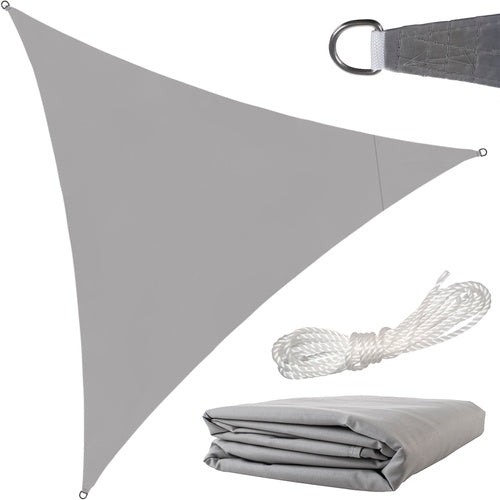 Solsegel trekant 3x3x3 m grå polyester 120 g/m² inkl 4 snören