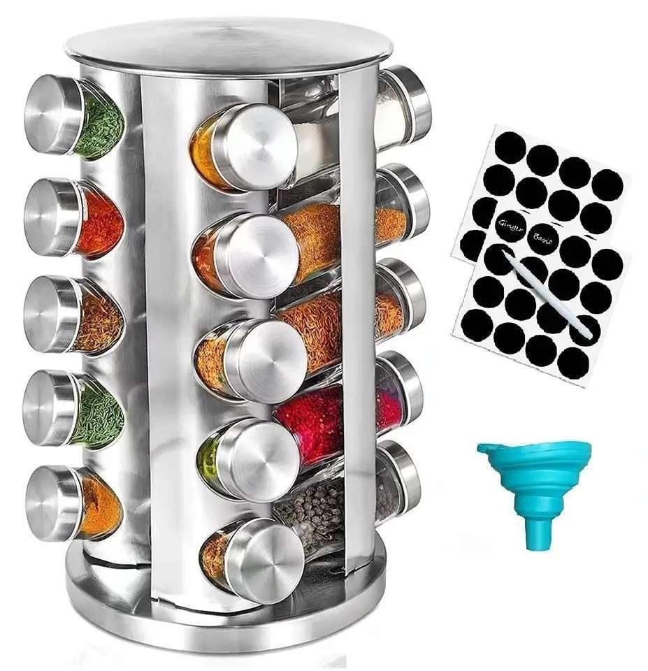 Product Image for 20st glasburkar + Etiketter - Kryddställ - Kryddtorn roterande
