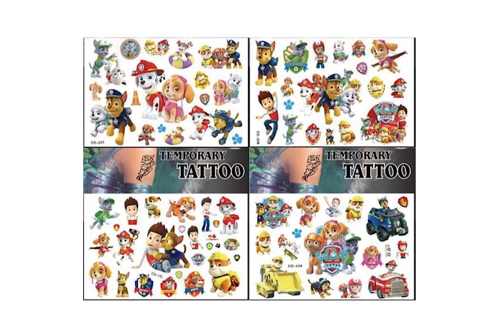 Paw patrol tatueringar - 4 ark - Barn tatueringar 
