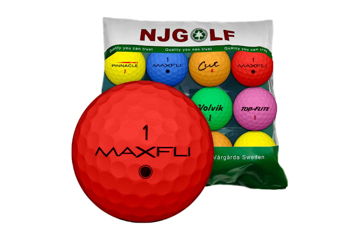 Återvunna färgade golfbollar i nyskick 48-pack