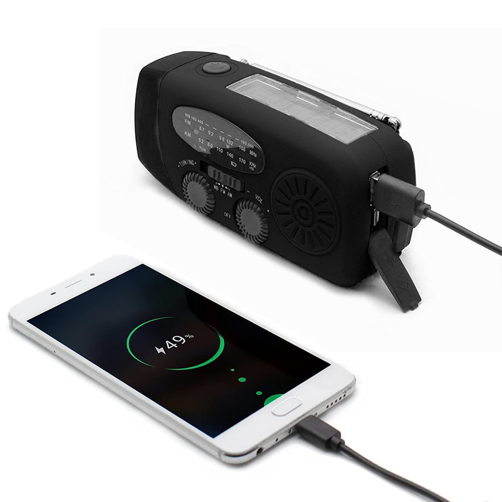 Vevradio FM/AM, drivs med handvev, solpanel eller USB (2 av 11)