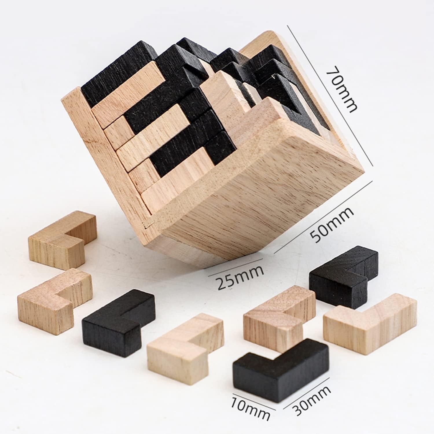 Träpusselkub 3D-pussel IQ-pussel Kreativ pedagogisk leksak 54 bitar (5 av 8)