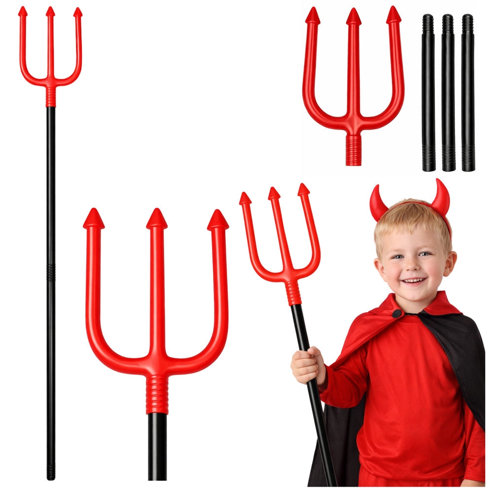Djävulsgrepe rekvisita 112 cm röd/svart plast 4 delar Halloween