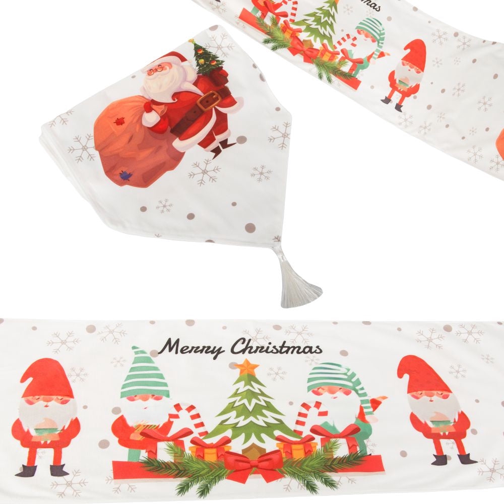 Julbordsrunner julmotiv vit 205x35 cm