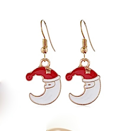 Product Image for Vackra roliga örhängen måne med tomteluva jul smycke