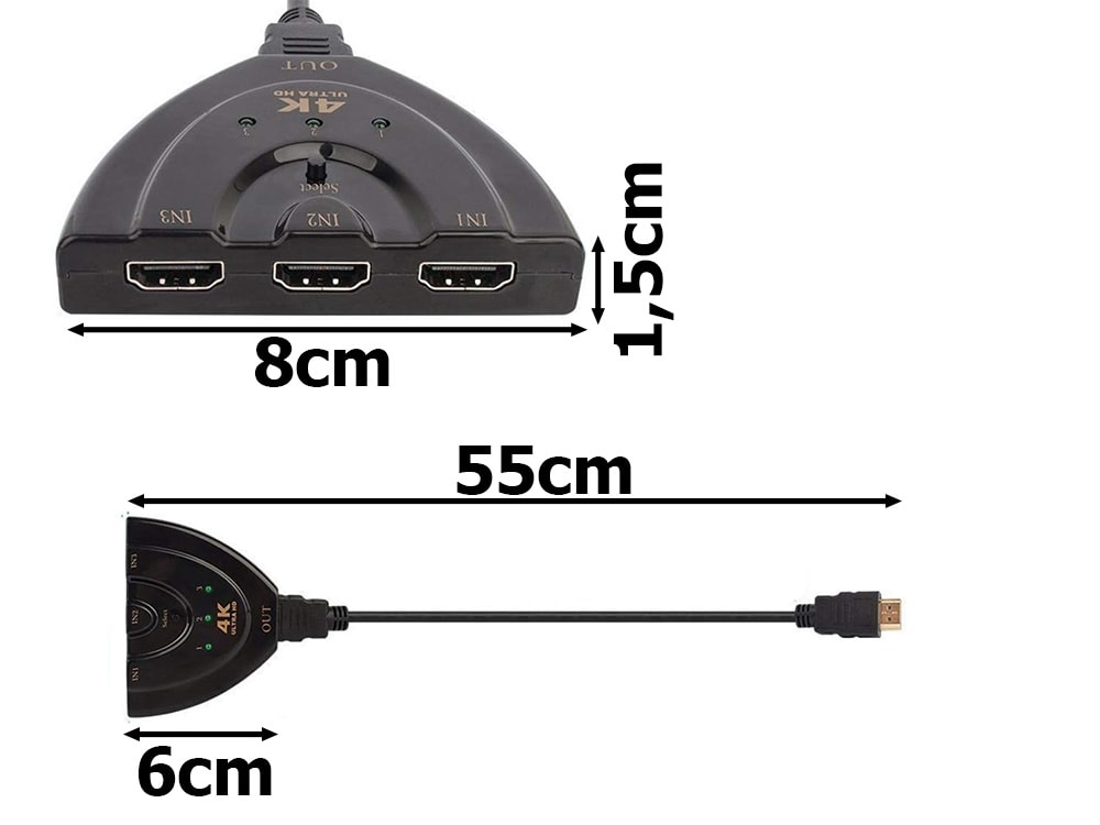 HDMI Switch 3+1 - 4K - med 50cm kabel (4 av 7)