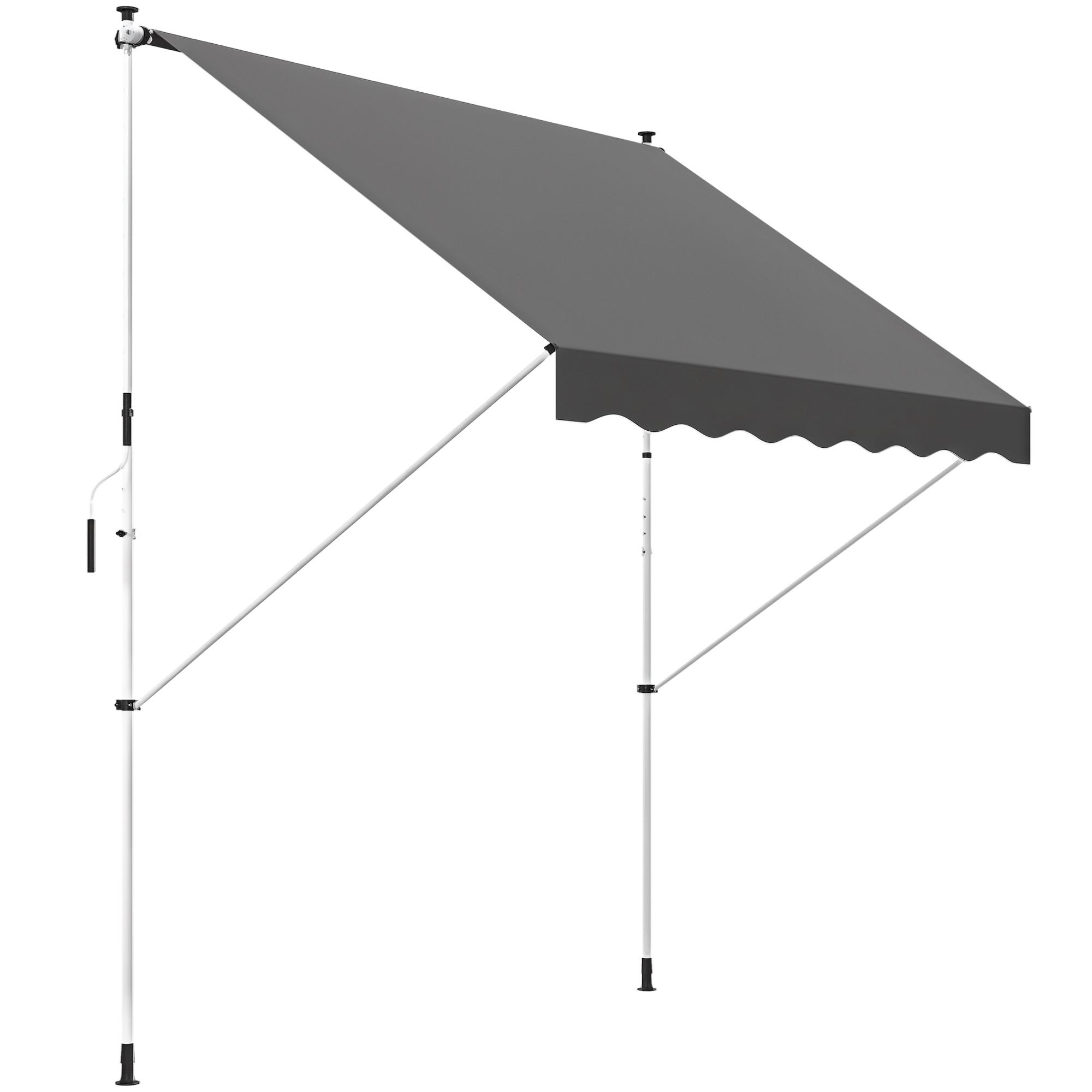 Markis med klämfäste, 150 cm bred, med vev, höjdjusterbar, smuts- och väderbeständig, grå
