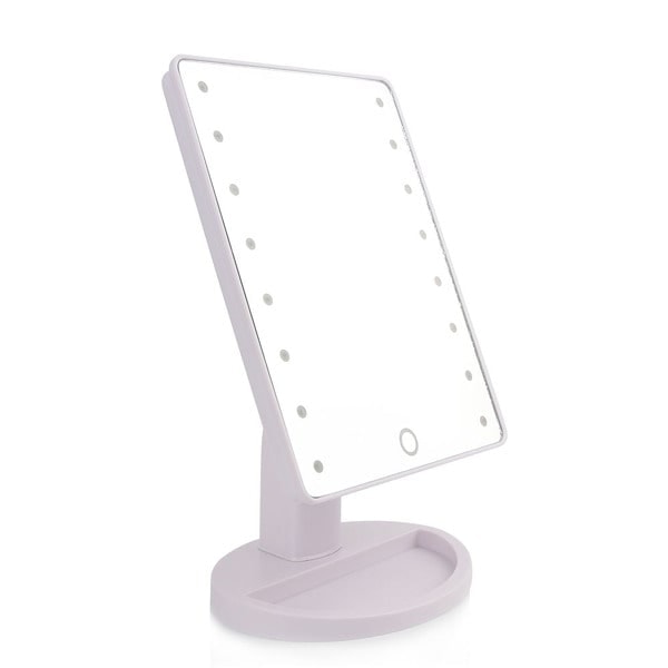 Portabel Roterbar LED Sminkspegel, Batteri & USB driven - Vit (1 av 2)