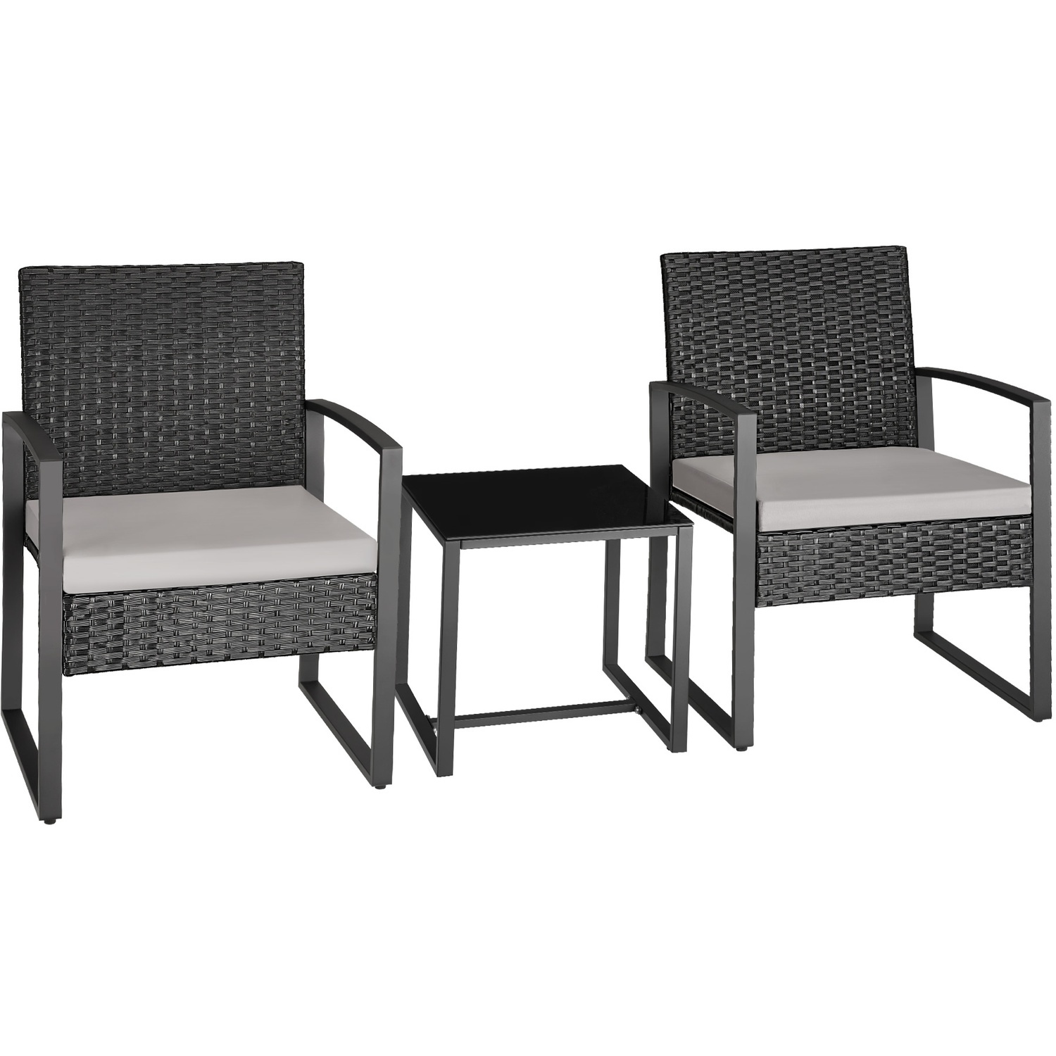 Product Image for Rotting sittegruppe med bord for 2 personer - lysegrå/svart