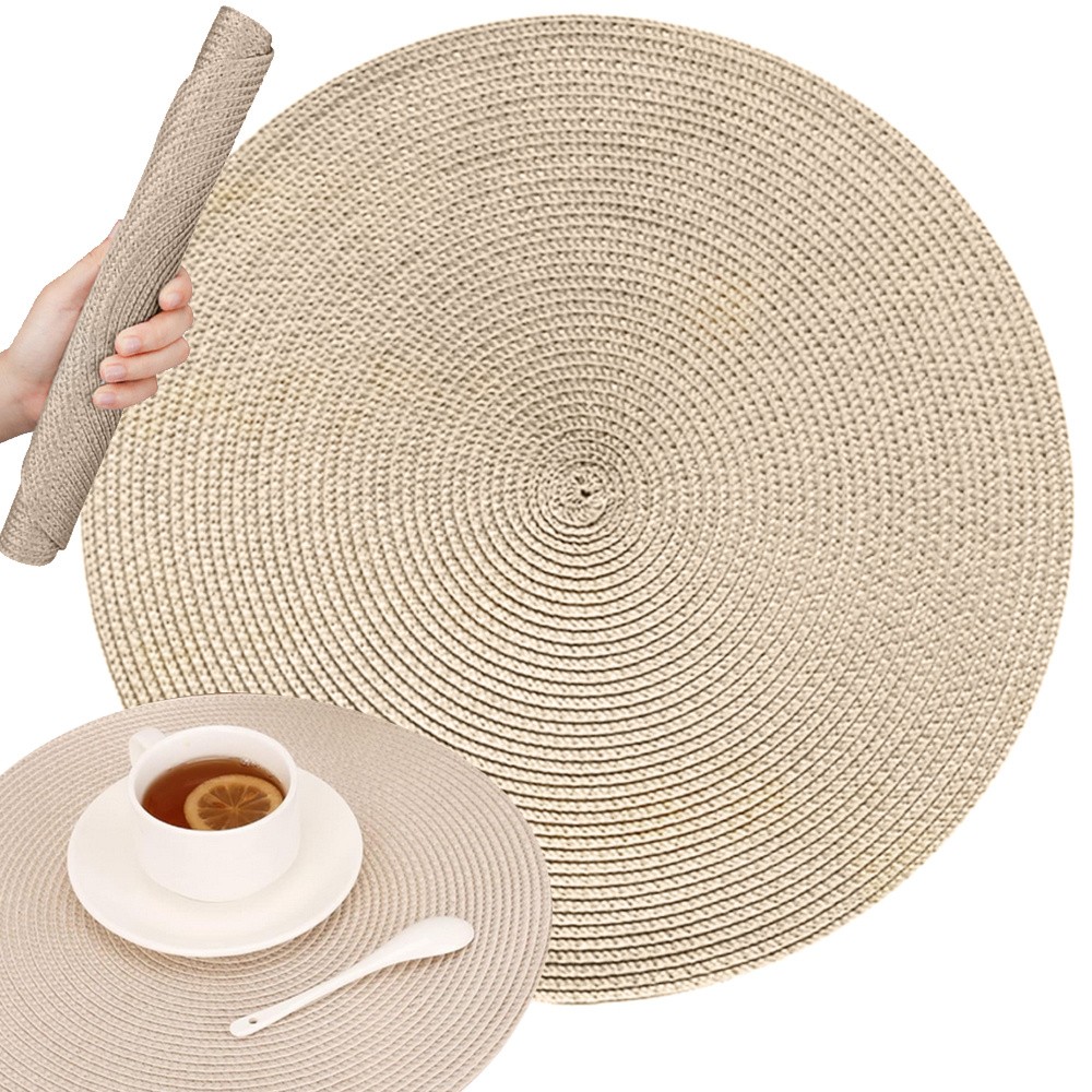 Rund bordstablett i flätad design