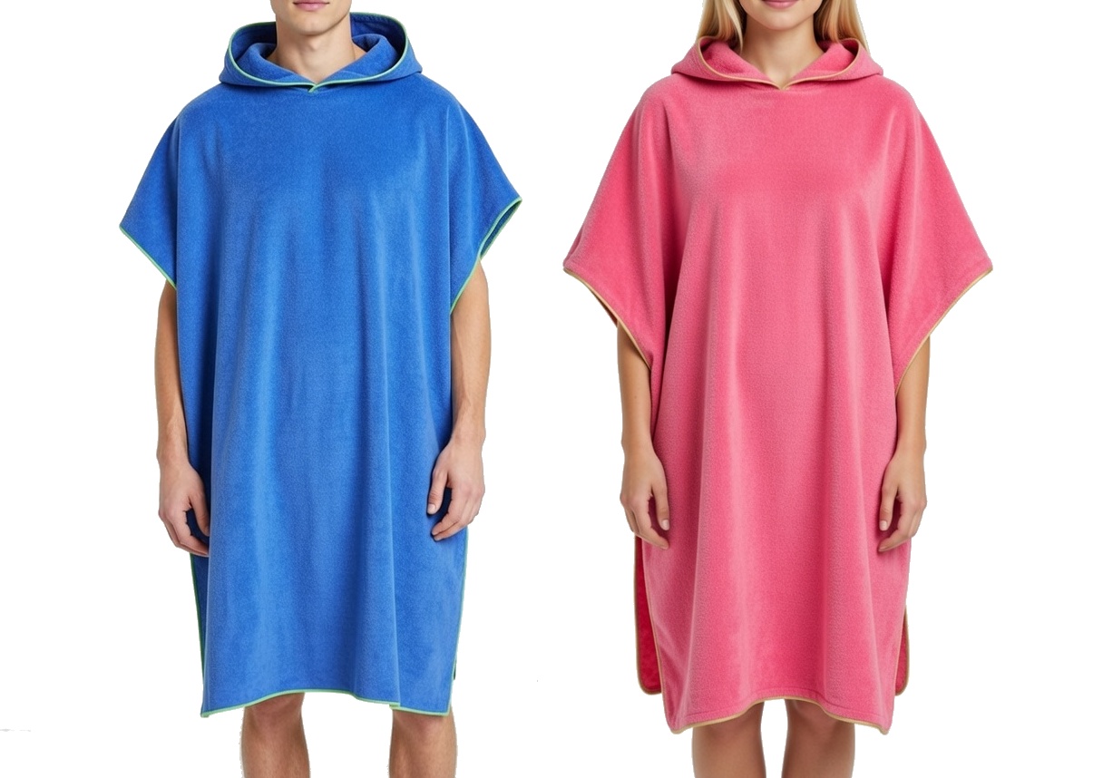 Snabbtorkande strandponcho-handduk med huva