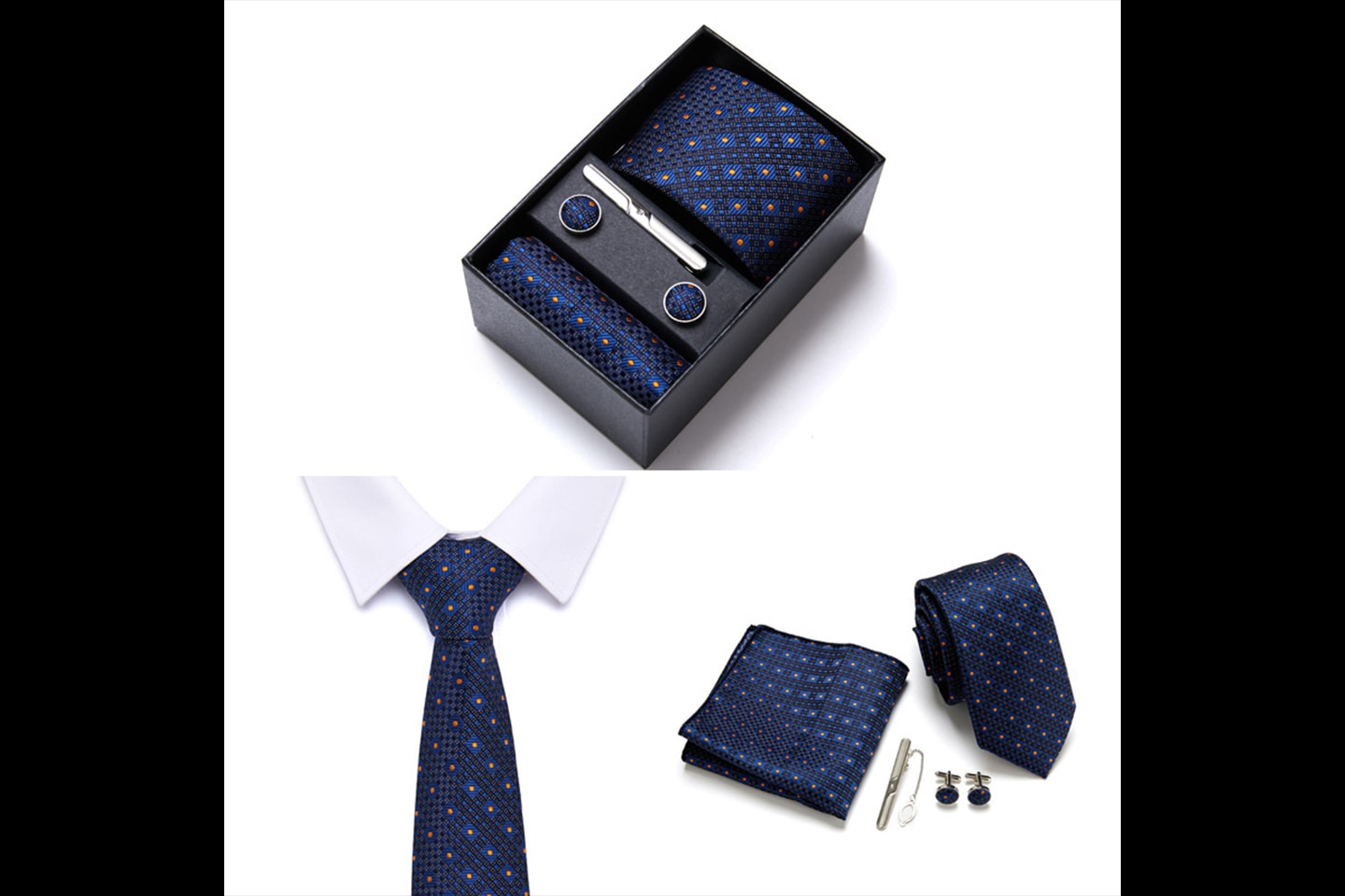 Sett med slips, mansjettknapper, slipsnål og lommetørkle (3 av 16)