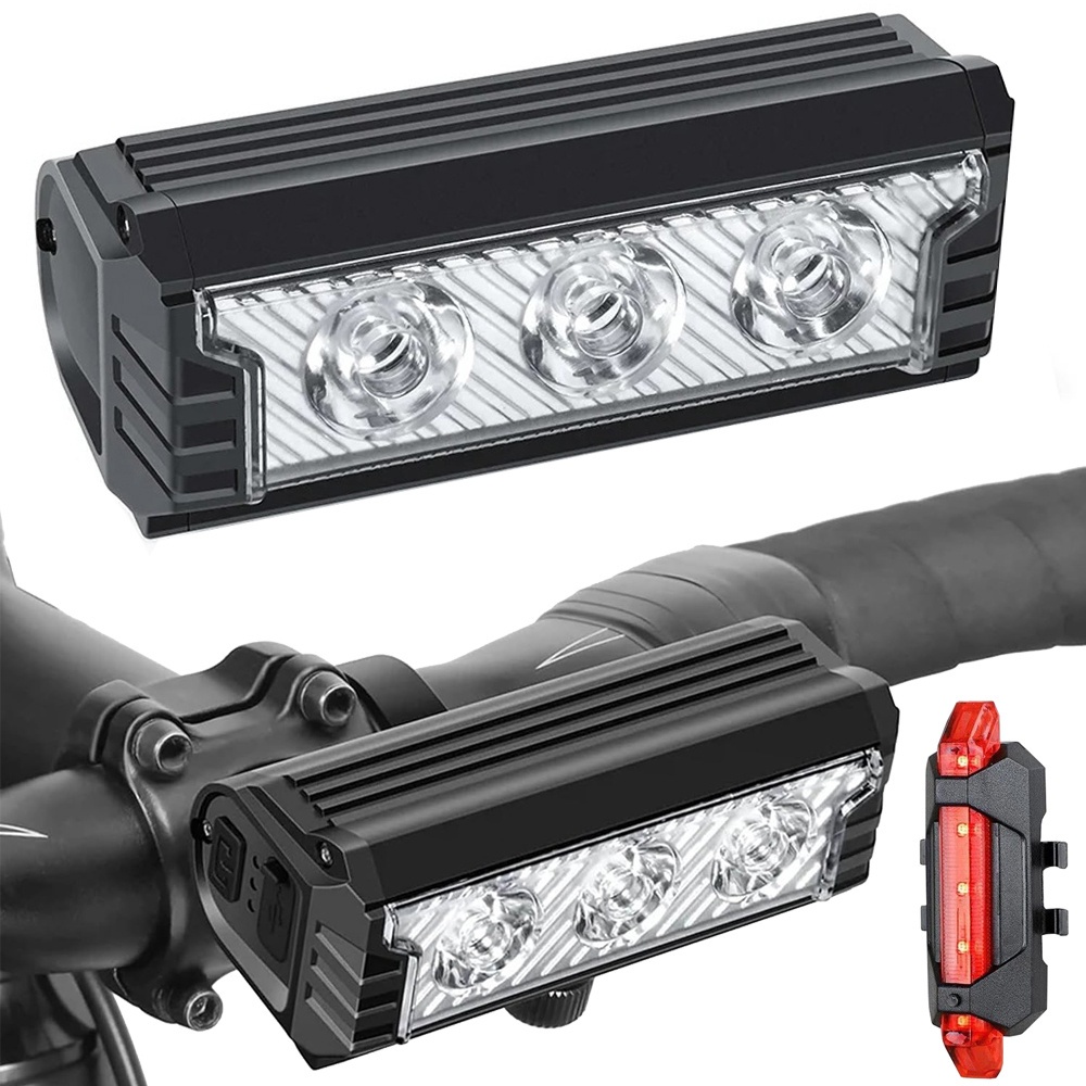 Uppladdningsbart set cykellampa med LED