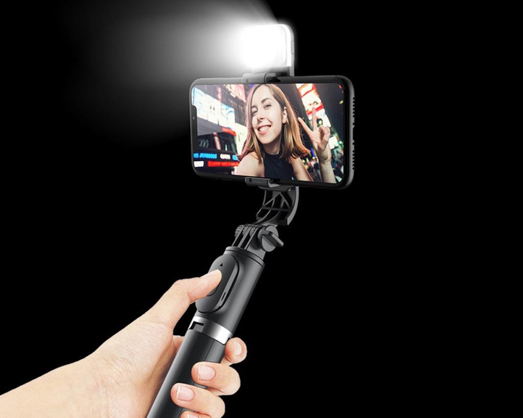 Trådløs Bluetooth Selfie Stick med lys (6 av 13)